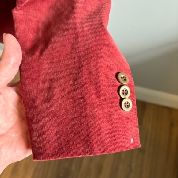 Cleo Women's Burgundy Corduroy Single Breasted Blazer, Plaid Lining SZ Small - Picture 5 of 10